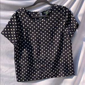 Navy polka dot Jcrew top.